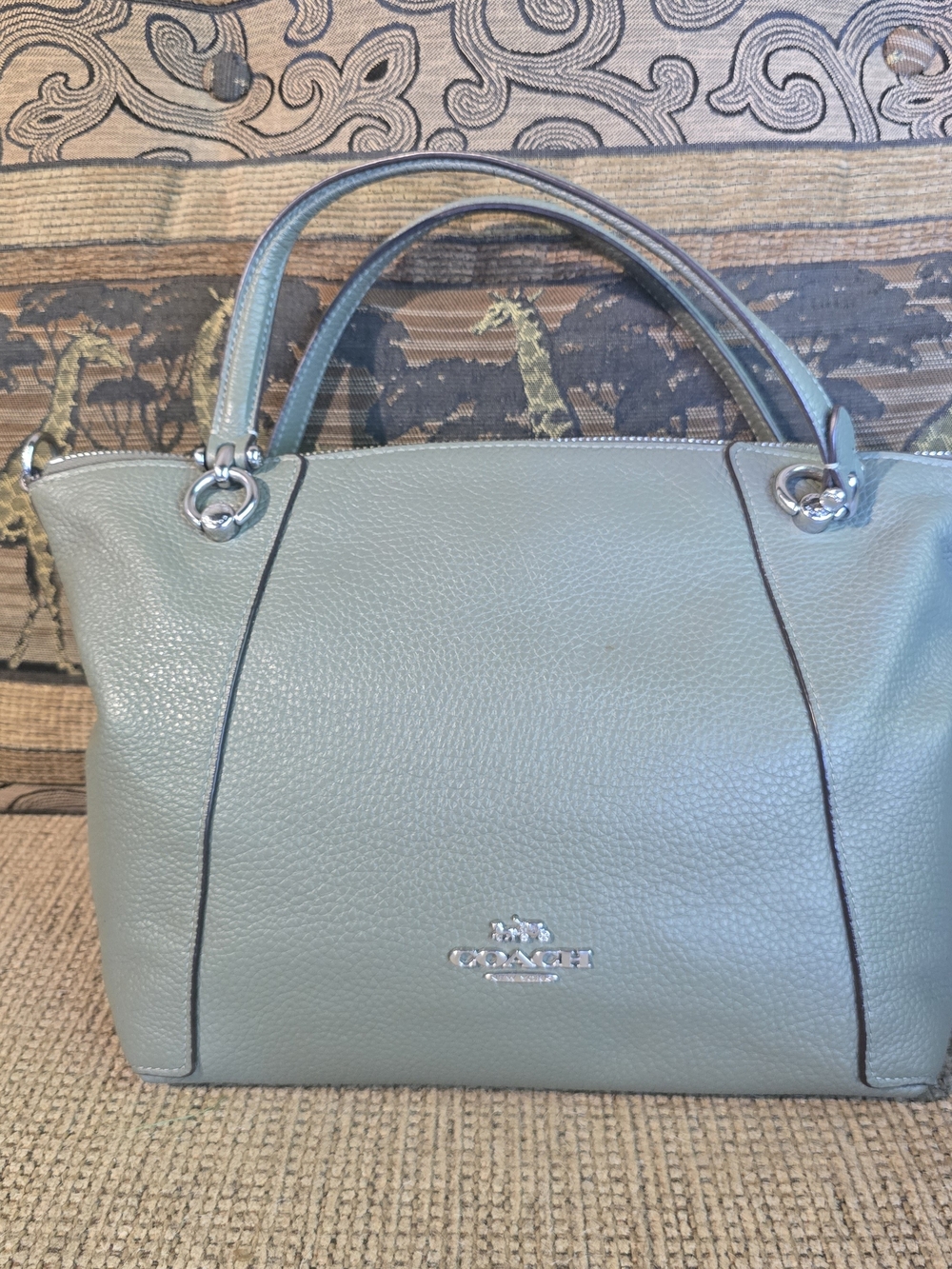 COACH C6229 Kacey Pebbled Leather Satchel in Sage Green